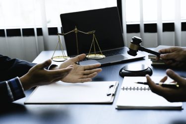 Male Notary lawyer or judge consult or discussing contract papers with Businessman client in office to help their customer, Law and Legal services concept.